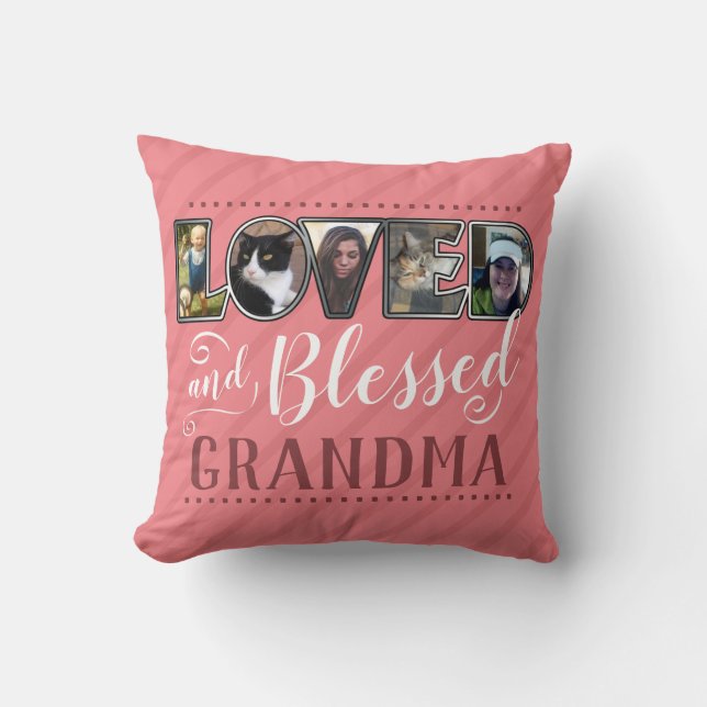 5 Fotofyllning av Brev Loved and Blested Grandma Kudde (Framsida)