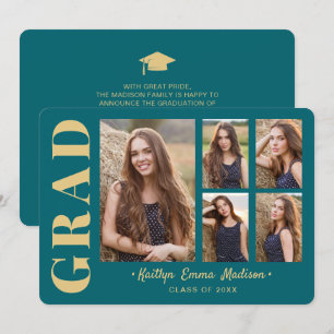 5 Fotografi Grad Collage Modernt Skript Teal och G Meddelande