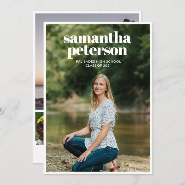 5 Fotokollage 2024 Studenten-meddelande Inbjudningar (Fram/baksida)