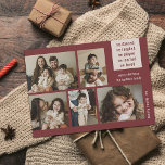5 fotokollage-årsjubileum - Granska jul Vin Julkort<br><div class="desc">Skicka moderna semesterhälsningar med de här fem fotokorten! De har glatt text som är inriktad på de positiva, även om livet ibland kan vara svårt. Huvudtexten lyder: "vi dansade, vi skrattade, vi spelade, vi lärde oss, vi älskade", men den kan anpassas till en annan ordalydelse om så önskas. Ett enkelt...</div>