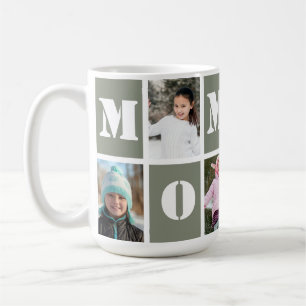 5 Fotokollage Heart Sage Grönt Mors dag Kaffemugg
