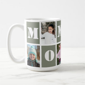 5 Fotokollage Heart Sage Grönt Mors dag Kaffemugg