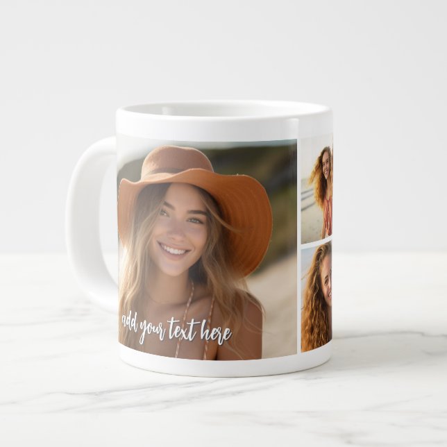 5 Fotokollage - Mod Minimal med skripttext Jumbo Mugg (Framsida vänster)