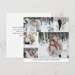 5 fotokollage Newlyweds Bröllop Square Tack Kort