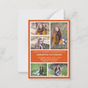 5 Fotokollage Orange & Vit Examenstävling Anteckningskort