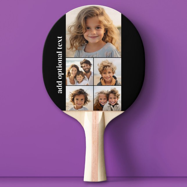 5 Fotokollage - på svart bakgrund Pingisracket (Custom Pink Pong Paddle)
