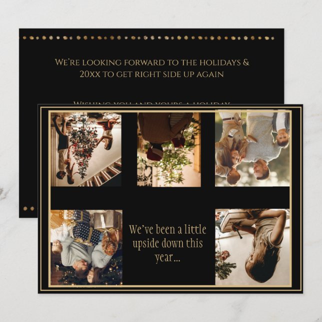 5 Fotokollage Upp och Ner Jul Julfirande Högtid Julkort (Fram/baksida)