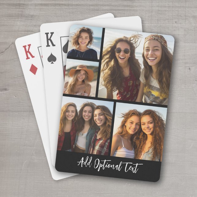 5 Fotokollage - valfri text - CAN Redigera Färg Casinokort (Personalized Playing Cards - add your photos and text)