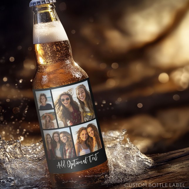 5 Fotokollage - valfri text - CAN Redigera Färg Ölflaska Etikett (Custom Beer Bottle Label - Photo Label)