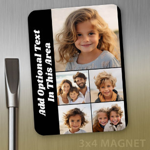5 Fotokollage Valfri text - kan redigera svart Magnet