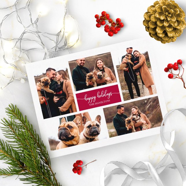 5 Foton Glad helg Simple Collage jul Vykort (Skapare uppladdad)
