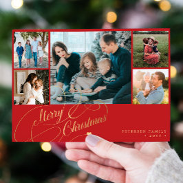 5 foton God jul elegant-skriptsortering Julkort