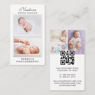 5 Foton, Logotyp QR, nyfödd fotograf av Baby Visitkort