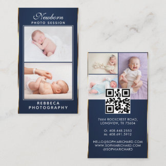 5 Fotos Logo QR-kod Nyfödd Baby Fotograf Visitkort