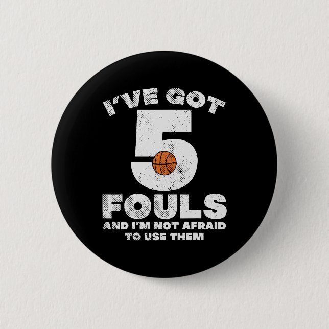 5 Fouls, inte Afraid Basketball Roligt Player Play Knapp (Framsida)