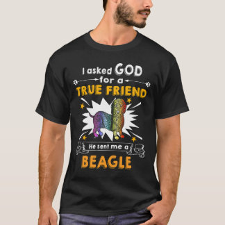 5 Frågade Gud - sann vän - en Beagle T Shirt