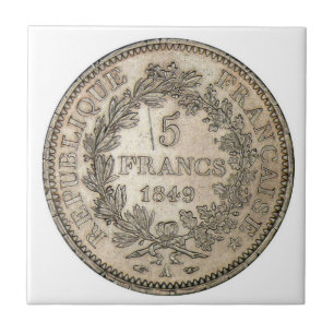 5 FRANC MYNTAR 1849 KAKELPLATTA