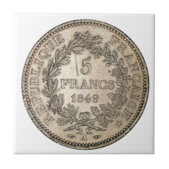 5 FRANC MYNTAR 1849 KAKELPLATTA (Framsidan)