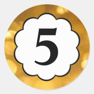 5 - Golden Numbers-etikett Runt Klistermärke