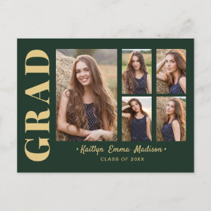 5 Grönt och Guld för Modern skript i Photo Grad Co Vykort
