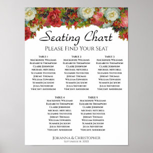 5 Höstblommor Bord Bröllop, sittdiagram Poster