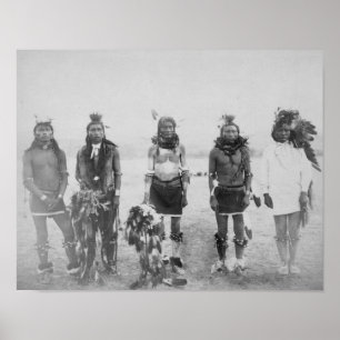 5 indiska krigare för gräsdans fotograferar poster