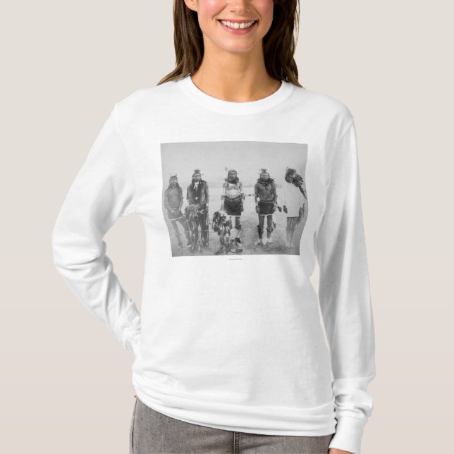 5 indiska krigare för gräsdans fotograferar tee shirt (Framsida)