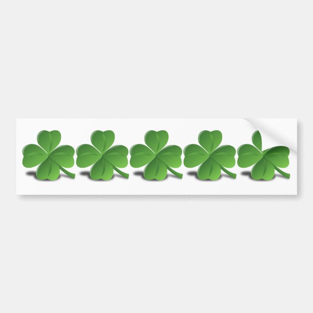 5 irländska shamrock i rad Irland  Enkel Bildekal (Framsidan)