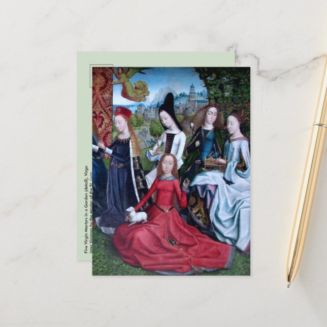 5 jungfruer som martyrdödas i en trädgård (Höger h Vykort (Fram/Back In Situ)