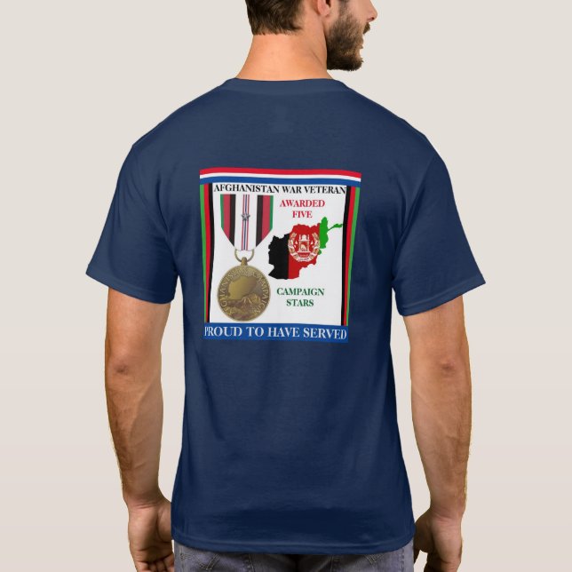 5 KAMPANJ STARS AFGHANISTAN KRIG VETERAN TEE SHIRT (Baksida)