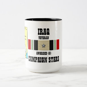 5 KAMPANJ STARS IRAK VETERAN Två-Tonad MUGG