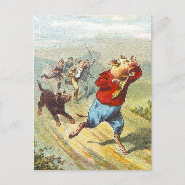 5 lite grisar: Den grät WeeWee Vykort (Framsida)