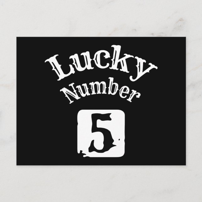5 - Lucky Number 5 Lycka Vykort (Framsida)