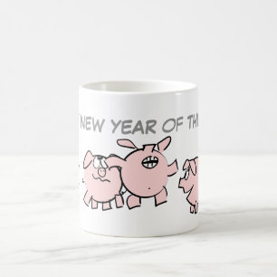 5 Lusande Tecknad Illustration Gris anpassningsbar Kaffemugg