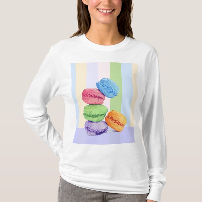 5 Macaron rand Dam T-shirt (Framsida)