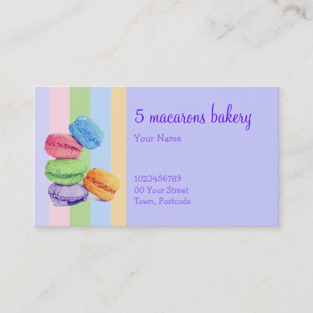 5 Macarons rand Bakery-Affärskortet Visitkort (Framsida)