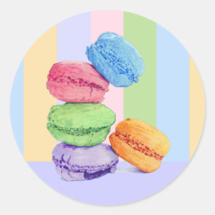5 Macarons rand Sticker Runt Klistermärke