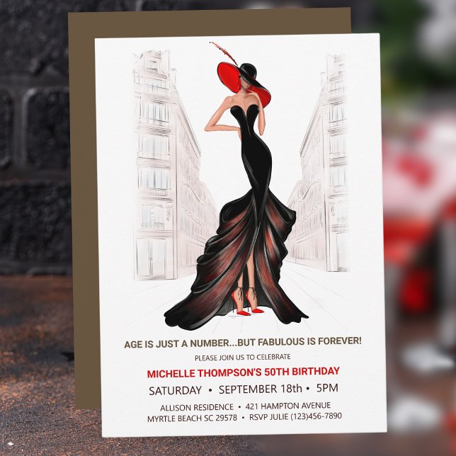 5 O OCH FABULÖS CHIC AV ELEGANT KVINNORS födelseda Inbjudningar (Skapare uppladdad)