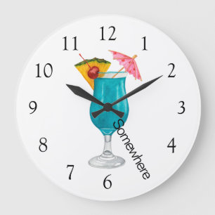 5 O'Clock någonstans Tropical Drink Stor Klocka
