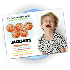 5 Orangars Basketboll födelsedagsinbjudningar med  Inbjudningar