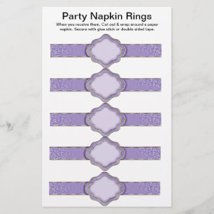 5 per lakan Lila Ribbon Pappersservett Ringar Flygblad