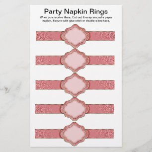 5 per lakan Rosa Ribbon Pappersservett Ringar Flygblad