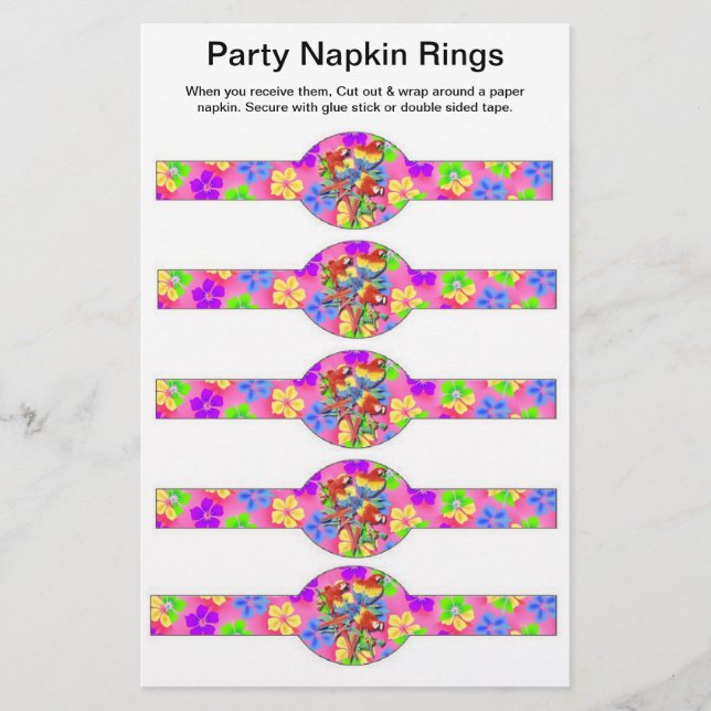 5 per lakan TROPICAL Birthday Pappersservett Ringa Flygblad (Framsidan)