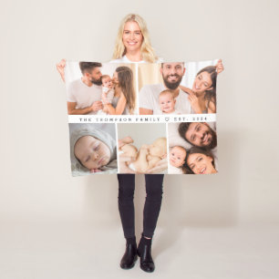 5 Personlig för Fotogallerifamiljen Collage Fleecefilt