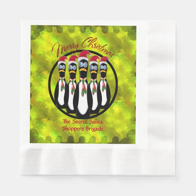 5 Personlig för Lussgrizzled Santa Penguins Pappersservett (Framsidan)