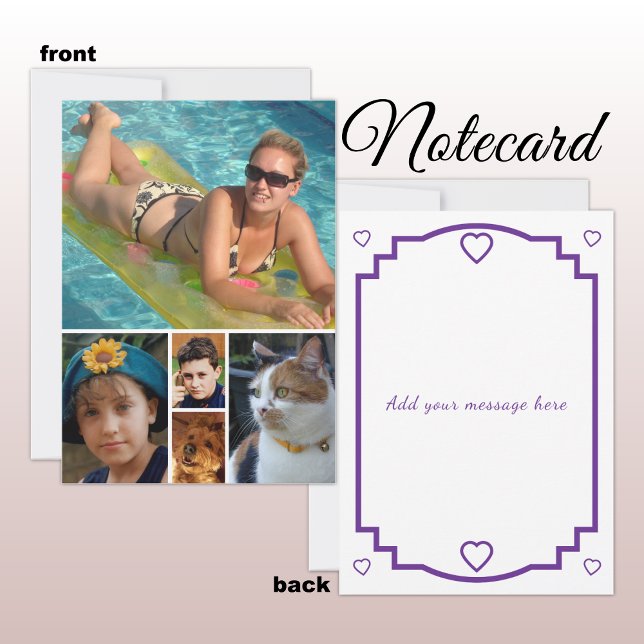 5 photo add message purple text flat note card tack kort (Skapare uppladdad)