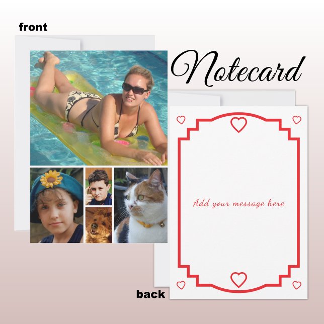 5 photo add message red text flat note card tack kort (Skapare uppladdad)