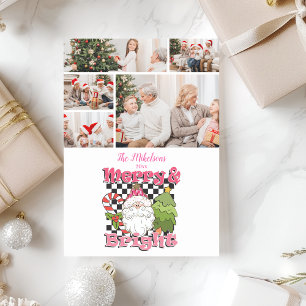 5 Photo Checkered Merry & Bright Jul Julkort