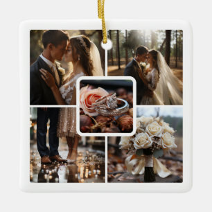 5 Photo Collage Bröllop Julgransprydnad Keramik