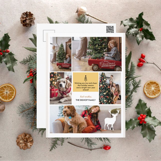 5 Photo Collage God jul Hälsning Helg Vykort (Skapare uppladdad)